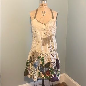 Desigual Multi Print Cotton Linen Dress, SZ 44